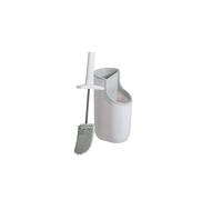Addis 518672 Premium Toilet Brush & Storage Station Set with deep clean flexible Silicone Toilet Brush with non Slip Long Handle and Anti clog