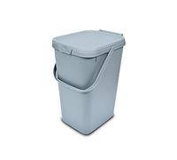 Addis 519226 Kitchen Recycling & General Storage bin 18 litres Stackable Food Waste Organiser Caddy with Clip lock lid & carrying Handle, Eco from Recycled Plastic Light Grey