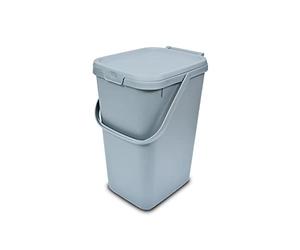 Addis 519226 Kitchen Recycling & General Storage bin 18 litres Stackable Food Waste Organiser Caddy with Clip lock lid & carrying Handle, Eco from Recycled Plastic Light Grey