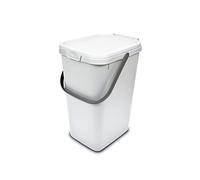 Addis 519227 Kitchen Recycling & General Storage bin 18 litres Stackable Food Waste Organiser Caddy with Clip lock lid & carrying Handle, White & Grey