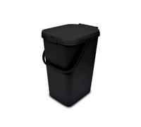 Addis 519282 Kitchen Recycling & General Storage bin 18 litres Stackable Food Waste Organiser Caddy with Clip lock lid & carrying Handle,Eco Black