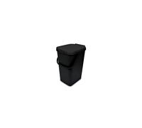 Addis 519282 Kitchen Recycling & General Storage bin 18 litres Stackable Food Waste Organiser Caddy with Clip lock lid & carrying Handle,Eco Black