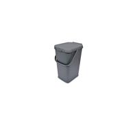 Addis 519286 Kitchen Recycling & General Storage bin 18 litres Stackable Food Waste Organiser Caddy with Clip lock lid & carrying Handle, Metallic