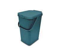 Addis 519354 Kitchen Recycling & General Storage bin 18 litres Stackable Food Waste Organiser Caddy with Clip lock lid & carrying Handle, Deep Teal Green