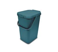 Addis 519354 Kitchen Recycling & General Storage bin 18 litres Stackable Food Waste Organiser Caddy with Clip lock lid & carrying Handle, Deep Teal