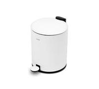 Addis 5L Bathroom Bin - Soft Close Pedal Bin, Stylish & Compact Metal Waste Bin for Bathroom & Kitchen - Durable & Hygienic with Removable Inner Bucket, White