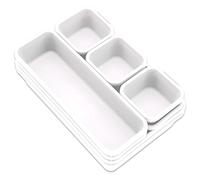 Addis 8pcs Interlocking Drawer Organiser Plastic Storage Trays Dividers for Kitchen Office Desk Make-Up Clothing Jewellery Craft Bathroom organising, White