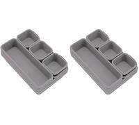 Addis 8pcs Interlocking Drawer Organiser Plastic Storage Trays Dividers for Kitchen Office Desk Make-Up Clothing Jewellery Craft Bathroom organising, Grey (Pack of 2)