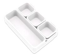 Addis 8pcs Interlocking Drawer Organiser Plastic Storage Trays Dividers for Kitchen Office Desk Make-Up Clothing Jewellery Craft Bathroom organising