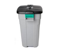 Addis Outdoor Rectangular Dustbin with Lockable Lid, Grey / Black, 90 Litre
