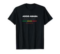 Addis Ababa Ethiopia Coordinates Design Ethiopian Flag T-Shirt