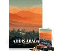 Addis Ababa, Ethiopia Travel Poster Jigsaw Puzzles for Adults 1000 Piece Reasoning Practice Leisure Activity Premium Edges Warm Xmas Gift (38X26CM)
