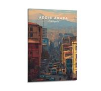 Addis Ababa Ethiopia Vintage Travel Poster Painting On Canvas Wall Art Scroll Picture Print Living Room Walls Decor Homes 12x18inch(30x45cm)