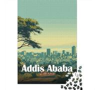 Addis Ababa Skyline 1000 Piece Jigsaw Puzzle, Downtown Architecture at Night, Premium Paper Puzzle, for Puzzle Lovers, Gift Idea, 52x38cm/1000pcs