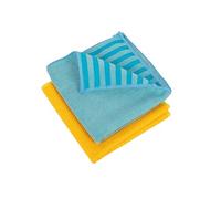Addis Bathroom Microfibre Cleaning Cloth Set 'No Chemicals needed' Twin Pack 32x 32cm, Blue and Yellow