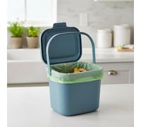 Addis Everyday Kitchen Food Waste Compost Caddy Bin, 4.5 Litre, Air Blue
