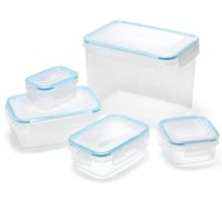 Addis Rectangle Food Storage with Cliptop Lids Set of 5 Piece Clear/Blue