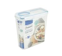 Addis Clip Tight Cereal Food Storage Container 3.7 Litre Tall Rectangle With Easy Pour Lid and Locking Clips, Airtight Bpa Free, Clear Transparent