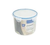 Addis Clip Tight Food Storage Container Large 2 Litre Round Airtight Silicone Seal Containers Bpa Free Easy Locking Lid Clips, Clear Transparent