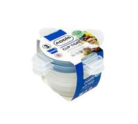 Addis Clip Tight Food Storage Containers 300 ml Round Pack Of 3 Airtight Containers Bpa Free Easy Locking Lid Clips, Clear Transparent