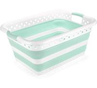 Addis Collapsible Laundry Washing Basket 45 L White & Blue Haze 517934ebay
