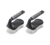 Addis ComfiGrip Floor Scrub Brush with Iron-Style Handle - Twin Pack - Stiff Bristles for Hard Floors & walls, Tiles, Showers & Outdoor Cleaning, Metallic, 2 Pack
