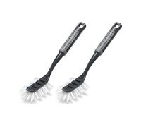 Addis ComfiGrip Washing Up Dish Brush with Scraper, Metallic Graphite - Twin Pack - Soft-Touch Handle - Non-Scratch Bristles - Everyday Kitchen Cleaning - 2 Pack