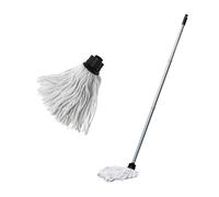 Addis Cotton Mop Made from Recycled Cotton with 3 Piece Handle and Extra replacement Mop Head, Metallic and Grey. Easy To Assemble