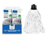 Addis Cotton Mop Replacement Refill Heads, Screw fit & from Recycled Cotton Material, Bulk 12 head Pack