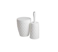 Addis Diamond Style Bathroom Swing Bin & Toilet Brush with Internal Detergent Injection Handle System Twin Set, White