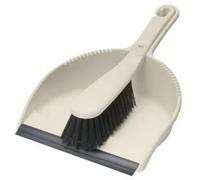 Addis Dustpan And Brush Set In Linen. Stiff, Dirt-trapping Bristles And a Rubber Lip Feature.