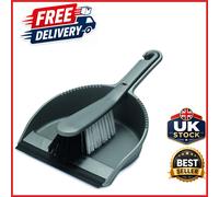 Addis Dustpan and Soft Brush Set Metallic Silver Heavy Duty Indoor Cleaning