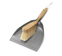 Addis Dustpan & Bamboo Hand Brush Set, Grey & Natural, Wood, 35 x 22 x 6 cm