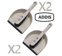 Addis Dustpan & Brush Set Stiff Bristles Cream x 2
