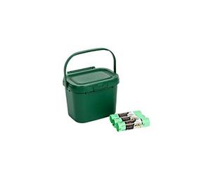 Addis Everyday Kitchen Food Caddy Bin, Dark Green, with 60 x 100% Compost Bags (3 Rolls of 20 Liners), Single