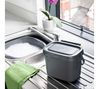 Addis Everyday Kitchen Food Waste Compost Caddy Bin 4.5L - Metallic Silver