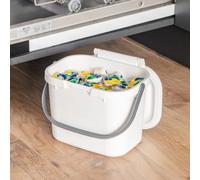 Addis Everyday Kitchen Food Waste Compost Caddy Bin, 4.5L - White & Metallic Silver