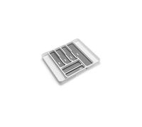 Addis Extendable Drawer Organiser Cutlery Utensil Tray Compartment Holders, Fits 35-58.5cm Wide, White Grey, 6-8 Sections