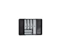Addis Extendable Premium Soft touch 6 to 8 compartment Cutlery Utensil Drawer Organiser Tray, Black & Grey 6-8 Sections