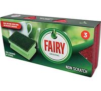 Addis Fairy Originals Non Scratch General Dual Sponge Scourer with Crystals, Pack of 3, Red,One Size