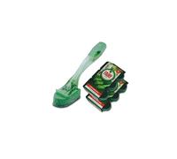 Addis Fairy Soap Dispensing Non Scratch Sponge Scourer Dish Brush with 6 Pack of Spare Replacement Refill Heads, Green & Clear, One Size