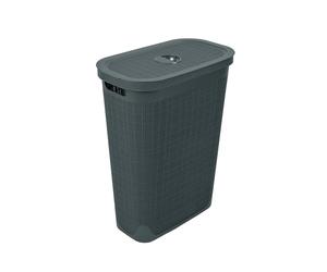 Addis Faux Hessian 40 l Slim Laundry Hamper Charcoal Grey, Clothes Washing Bin with Lid, Compact and Stylish for Everyday Family Use, Charcoal Dark Grey