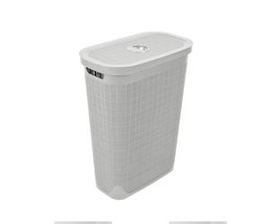 Addis Faux Hessian 40 litre Slim Laundry Hamper Light Grey, Clothes Washing Bin with Lid, Compact and Stylish for Everyday Family Use, Light Grey