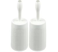 Addis Faux Hessian Round Plastic Toilet Brush Set with Internal Detergent Injection System, Clean White, One Size (Pack of 2)