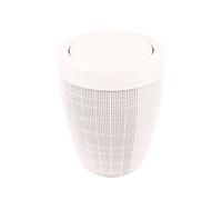 Addis Faux Hessian Round Swing Lid Plastic Bathroom Bedroom Home Office Bin, 5 litre capacity, Calico Cream
