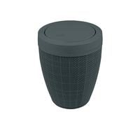 Addis Faux Hessian Round Swing Lid Plastic Bathroom Bedroom Home Office Bin, 5 litre capacity, Charcoal Dark Grey
