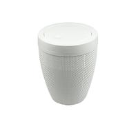 Addis Faux Hessian Round Swing Lid Plastic Bathroom Bedroom Home Office Bin, 5 litre capacity, Clean White