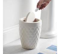 Addis 518030 Diamond Style Round Swing Lid Bathroom Bin, White
