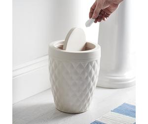 Addis Faux Quilted Diamond Bathroom Bin - White