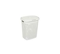 Addis Faux Rattan 50 Litre Family Laundry Clothes Washing Hamper Bin with Lid, Mineral Light, Minerial Grey, Single